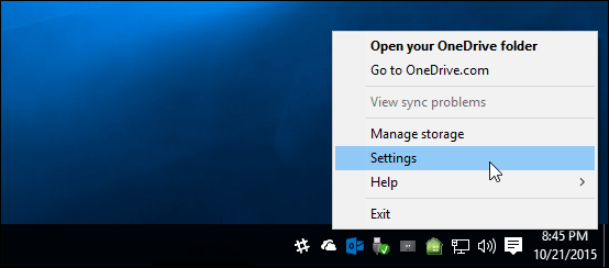 OneDrive'i seaded Windows 10