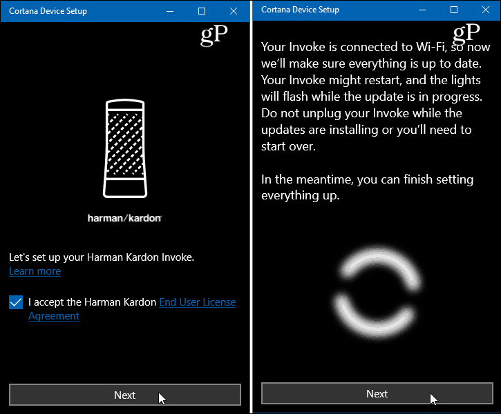 Cortana seadme seadistamise rakendus Windows 10
