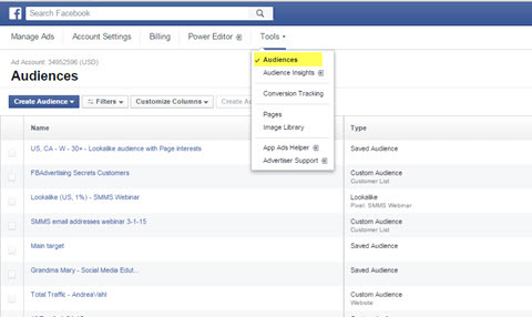 facebooki reklaamihalduri vaatajaskonna funktsioon