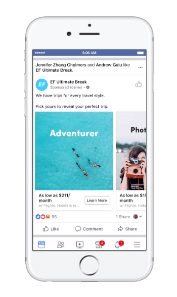 Facebook tõi välja uut tüüpi düümanilise reisireklaami, mida nimetatakse reisi kaalumiseks.