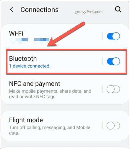 Androidi Bluetoothi ​​menüü Seaded