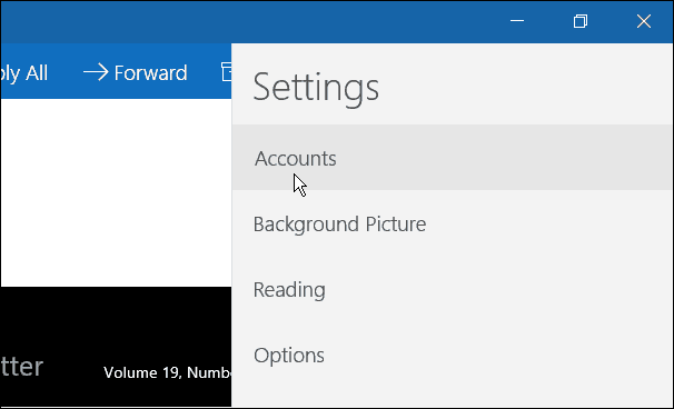 Windows 10 e-posti rakenduste kontod