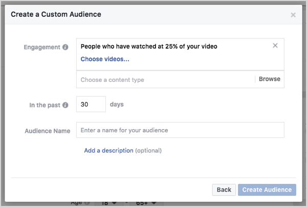 Facebooki kohandatud vaatajaskond videovaatamiste põhjal 30 päeva jooksul.