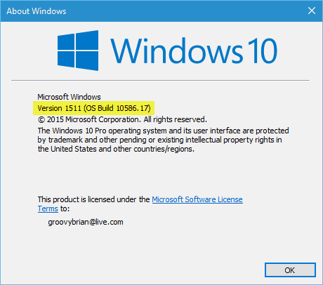 Windows 10 ehitada 10586.17