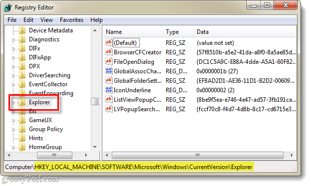 otsige Windows 7 registrist brauseri võtit, mis on seotud brauseri praeguse versiooniga