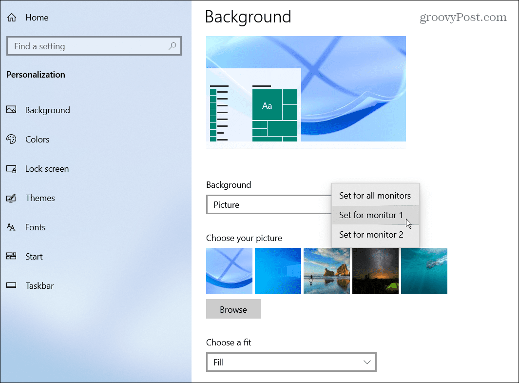 vali tapeedimonitor Windows 10