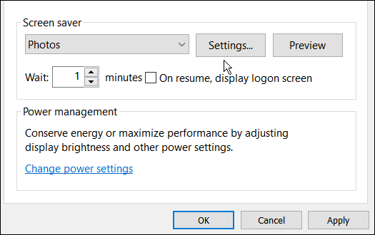 klõpsake sätted määrake fotod Windows 11 ekraanisäästjaks