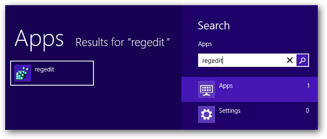 Windows 8 rakendused regedit