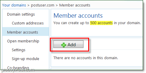 lisage oma Windows Live'i domeeni e-posti aadressile liikmeskond