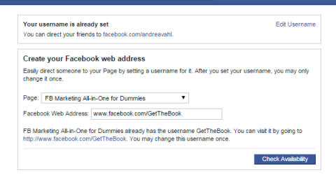 facebooki URL-i muutmine