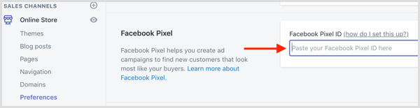 Kleepige oma Facebooki Pixeli ID Shopify-sse.