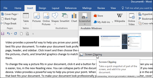 Kuidas teha Office'is ekraanipilt ja sisestada see dokumenti