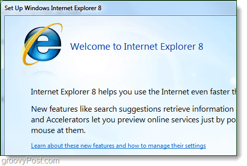Tere tulemast Internet Exploreri juurde 8