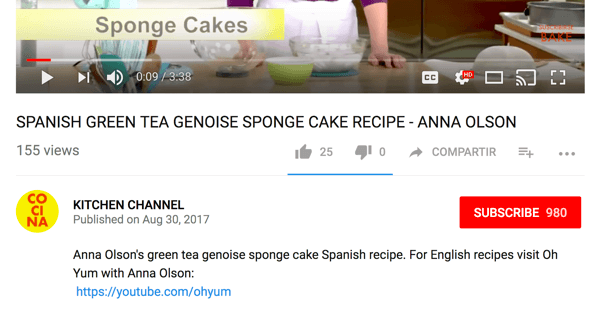 Cocina suunab ingliskeelse publiku YouTube'i teisele kokakanalile.