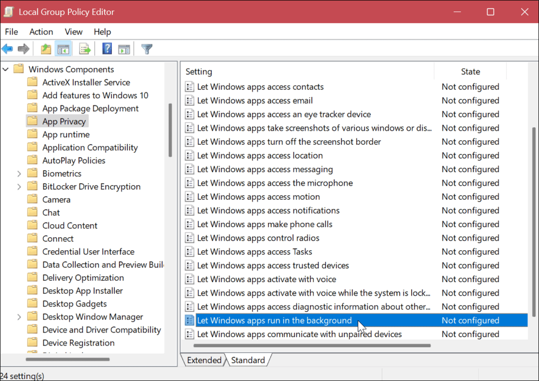 Taustarakenduste keelamine opsüsteemis Windows 11