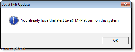 Ekraanipilt: Windows 7 Java Update Check Complete Jucheck.exe