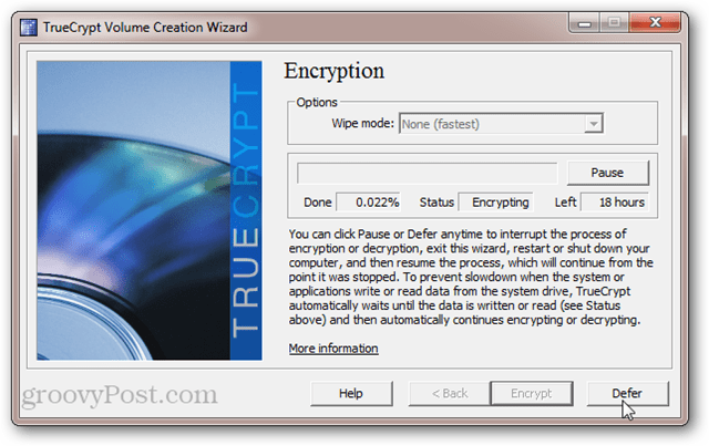 Kui kaua võtab TrueCrypti süsteemi ketta krüptimine aega?