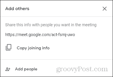 Google Meet'i liitumisteabe liitumine