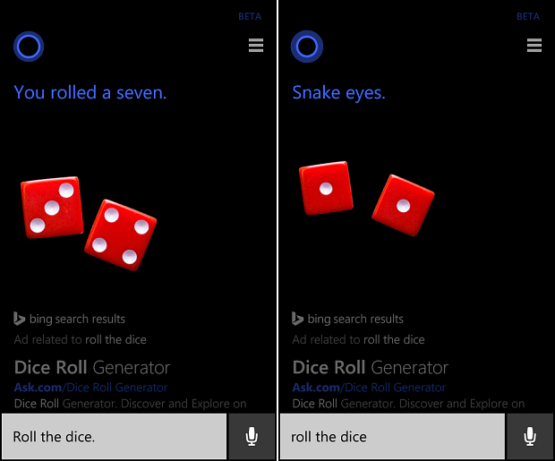 Cortana rull täring