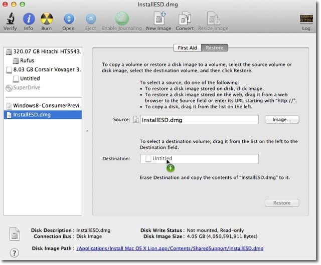 Apple OS X Lion: kuidas luua alglaaditava ketta pilti