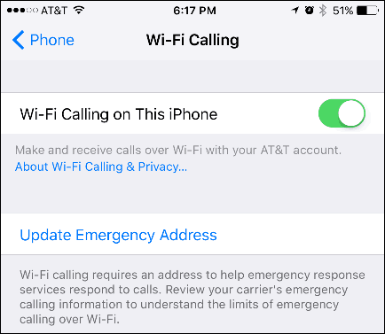 Luba WiFi kaudu helistamine iPhone'is