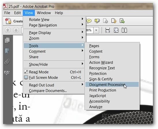 Adobe Acrobat Pro eksporti pilte vaata tööriistu dokumentide töötlemiseks