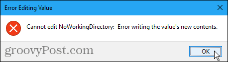 Windowsi registris ei saa viga redigeerida