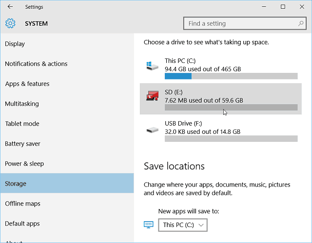 Seadete salvestamine Windows 10