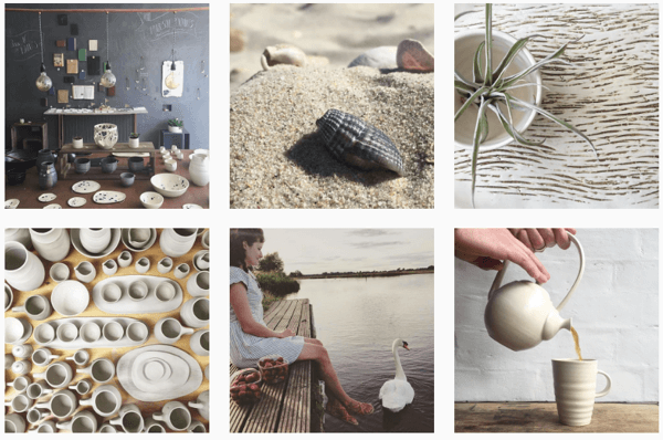 Illyria Pottery kasutab ühte filtrit ühtse Instagrami voo loomiseks.