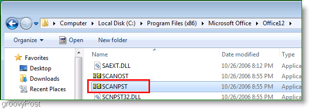 Ekraanipilt - Outlook 2007 ScanPST
