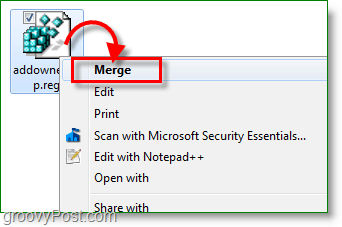 Windows 7 ekraanipilt - ühendage registrivõtme parandus