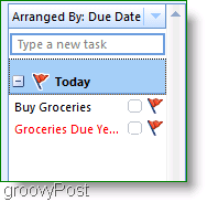 Ekraanipilt: Outlook 2007 ülesanderiba 