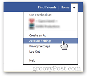 facebooki avalehe nupp konto sätete eelistused kasutajanimi URL seatud