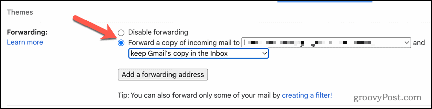 Luba Gmaili edastamine