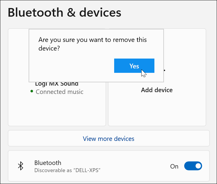Kontrollige Bluetooth-seadme eemaldamist