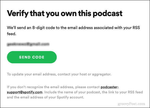 saatke spotify podcasti kinnituskood