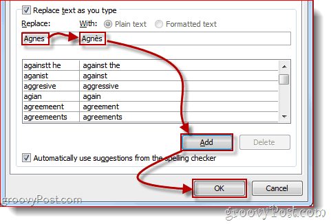 Word 2010 automaatse korrigeerimise valikud