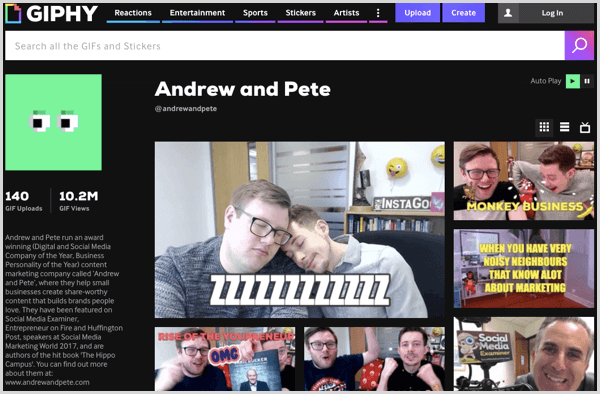Andrew ja Pete käsutuses on Giphy kohta GIF-ide kogu.
