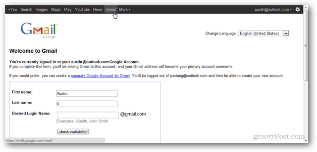 Kuidas luua Google'i kontot Gmaili kasutamata?