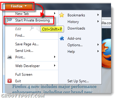alustage privaatset sirvimist Firefox 4-s