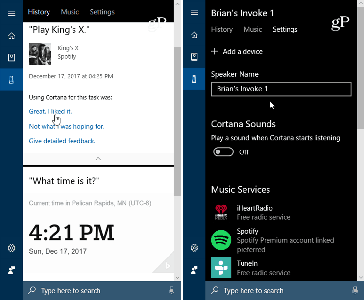Cortana Windows 10 käivitab seaded