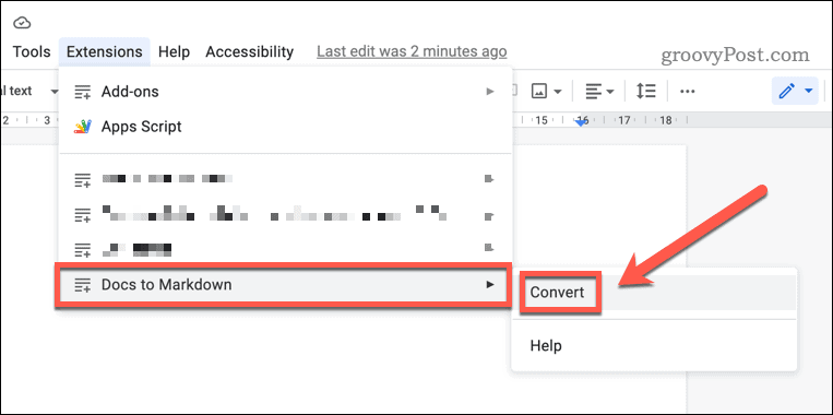 Teisendage HTML dokumentide abil teenuses Google Docs Markdowni