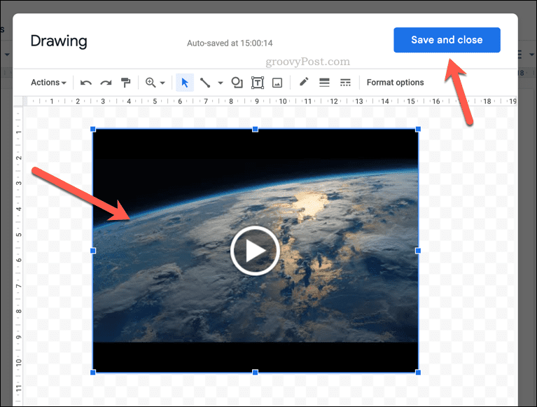Video sisestamine Google Docsi joonisena