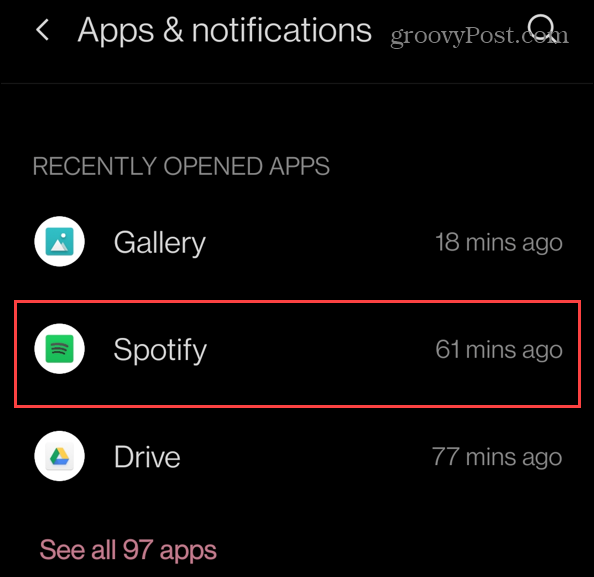 hiljuti installitud rakendused Spotify