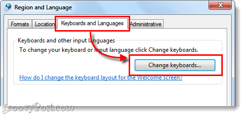 klaviatuuride muutmine Windows 7