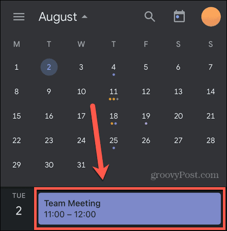 google kalendri sündmuste mobiil