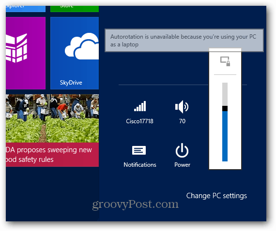 Kuidas lukustada ekraani pöörlemine pinnal Windows RT abil