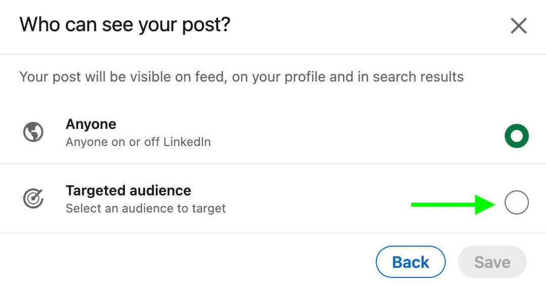 linkedin-company-page-enagement-features-how-to-share-content-as-page-targeted-audience-step-2