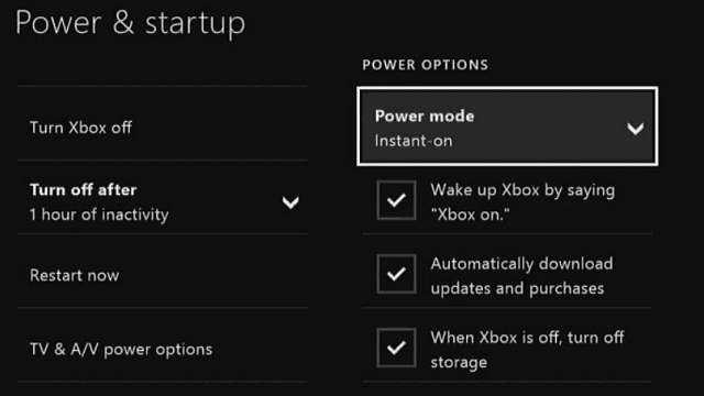 Xbox One'i energiasäästja