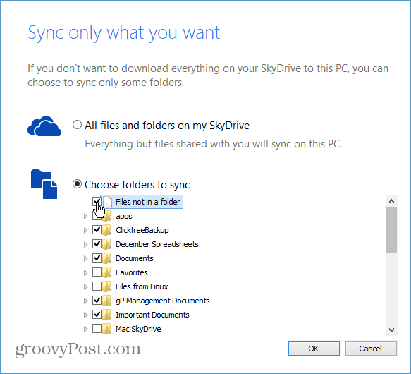Kuidas sünkroonida konkreetseid kaustu SkyDrive'ist arvutisse